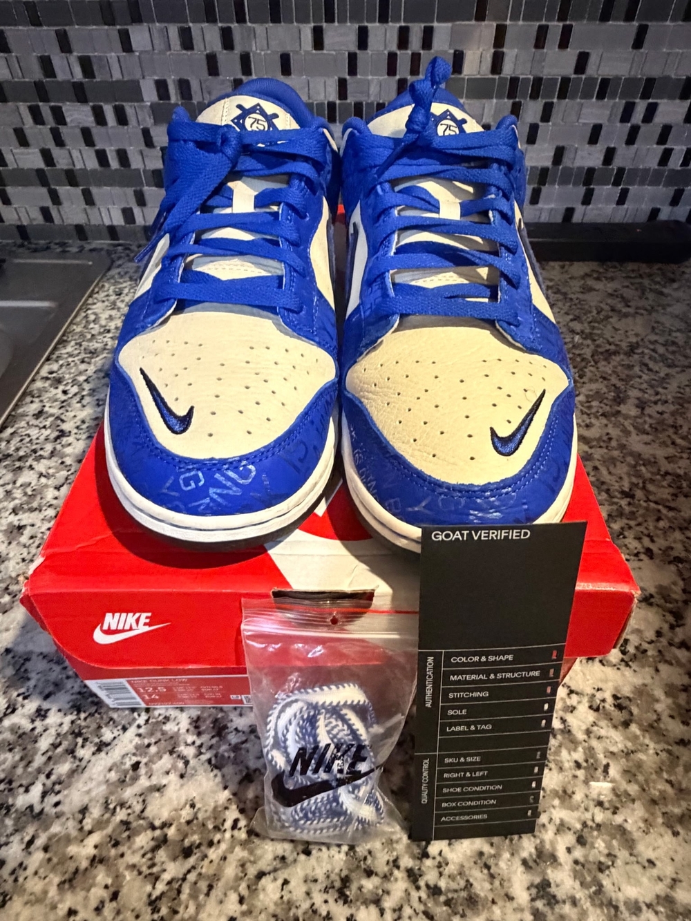 Nike Dunk Low Blue and Cream Low-Top Jackie Robinson
